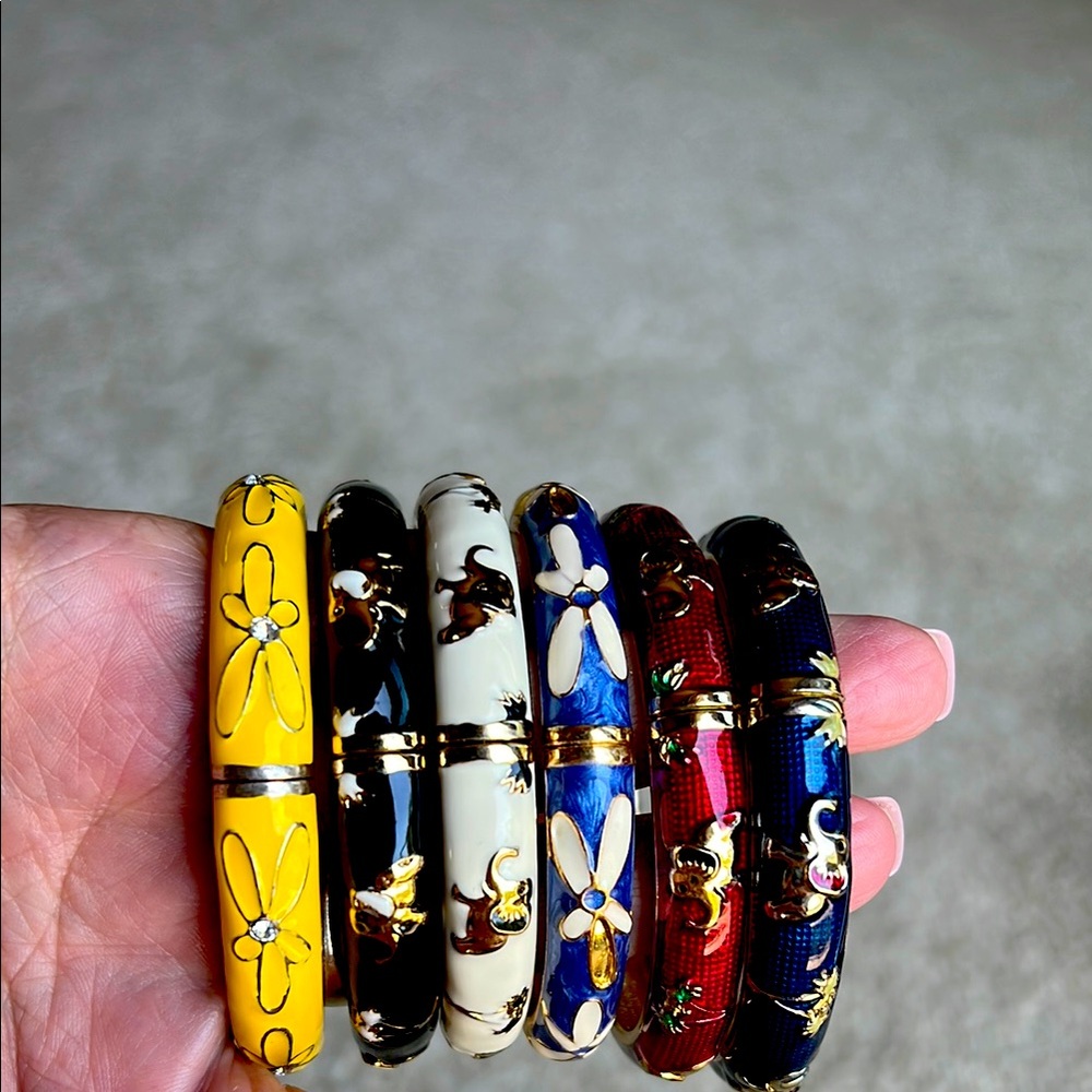 Multicolor Fun Enamel Bangle Bundle - image 1
